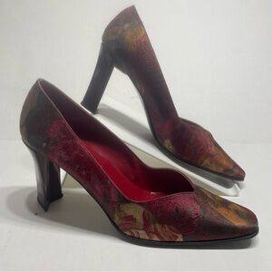 Vtg Proxy 80s Multi-Color Floral  High Heels Womens Size 8.5 Narrow Spain. Used